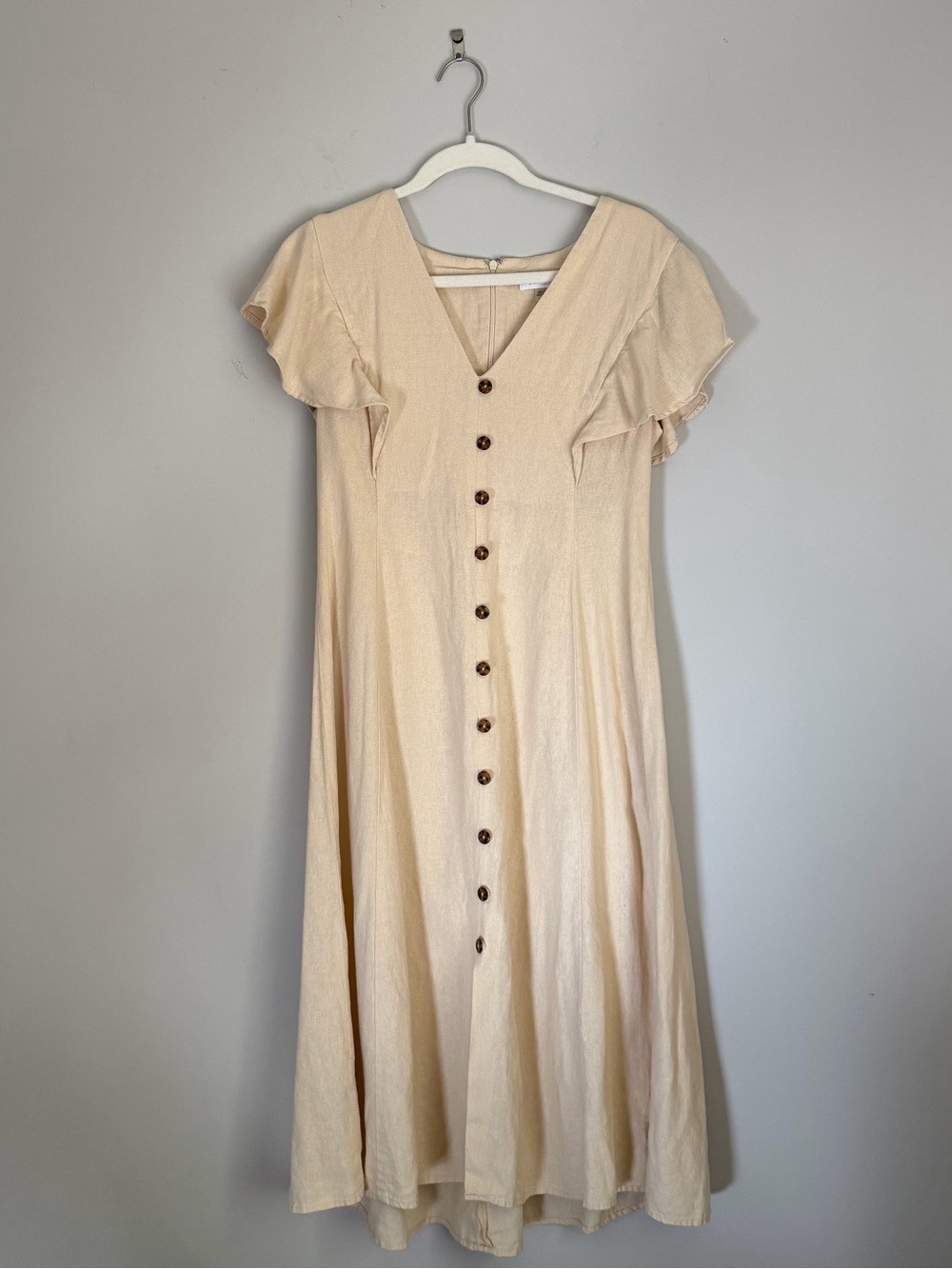 Calvin Klein linen blend midi dress summer size 6
